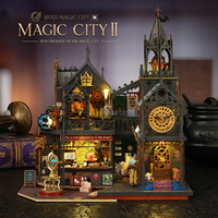 Maison de poupée en bois Magic City, kit de maison miniature DIY, mini maison de poupée, kit de coin lecture, puzzle en bois 3D, ornements de château paysager