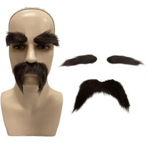 Lot De 4 Fausses Barbes Amusantes - Accessoire Déguisement Pour Halloween, Théâtre, Cosplay - Noires Et Marron - 13x10 Cm