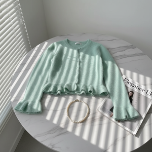 Polyester/Pamuk Örgü Yumuşak Rahat Günlük Sonbahar Hırkası Üç Çeyrek Kol ve Tüylenmez Özellikli Kadınlar İçin - Product Image 3