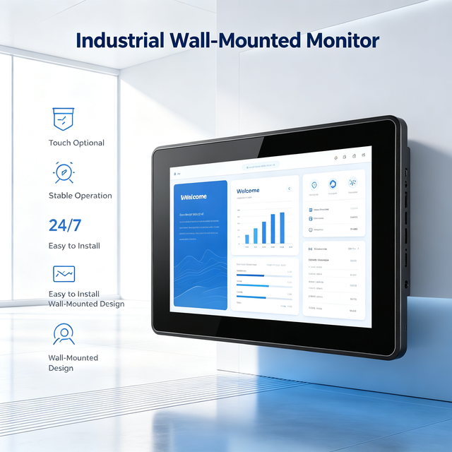 Bestview 10.1'' Wall Mount Industrial Capacitive Touch Monitor, IP65 TFT LCD VGA HDMI USB DVI No OS Display