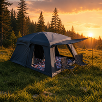 Tente double couche en tissu Oxford PE pour toutes saisons, vente en gros d'usine, deux chambres et un salon, pour 4 à 10 personnes, rembourrée et imperméable