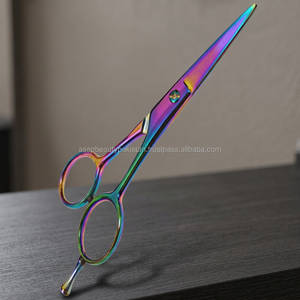 Tijeras de Peluquería Profesionales de Acero Inoxidable 4Cr13, 6 Pulgadas, Hoja Afilada, para Diestros, Mango Largo, Acabado Arcoíris, Envío Rápido - Product Image 2
