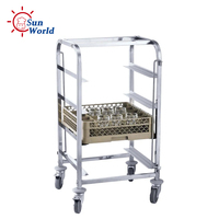 Chariot de rangement pour lave-vaisselle de cuisine de restaurant, avec panier et porte-verres
