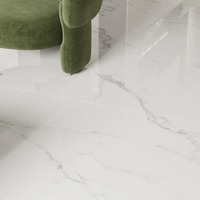 Carrelage en porcelaine effet marbre blanc brillant poli Premium Pick 600x600mm pour salle de bain, cuisine et couloir