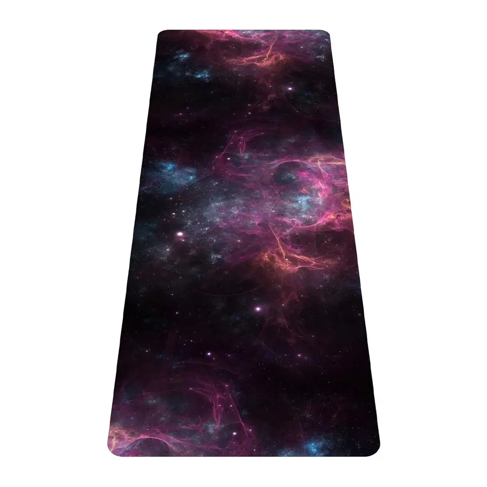 CF PU color print natural rubber base suede yoga mat sound insulation shock absorption mute anti-slip house thickened yoga rug