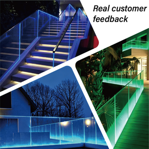 Accessoires de garde-corps de balcon <span class=keywords><strong>en</strong></span> verre à canal <span class=keywords><strong>en</strong></span> U avec éclairage LED, Système de garde-corps <span class=keywords><strong>en</strong></span> verre sans cadre noir moderne personnalisé pour escalier et terrasse - Product Image 6