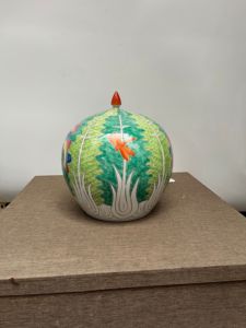 Guci Keramik Antik Cina Motif Bunga Kubis Pastel Kupu-kupu Bok Choy, Wadah Keramik Lukis Tangan, Stoples Penyimpanan Porselen - Product Image 4