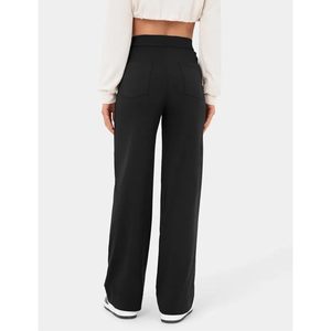 Womens High Waisted Wide Leg <b>Pants</b> With Pockets Stretchy Casual Trousers Button Front <b>Work</b> Wear - Product Image 2