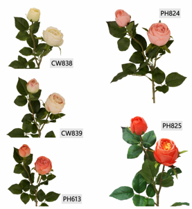 Modernos Ramos de Rosas Artificiales Realistas de 26 Pulgadas con Tallo <span class=keywords><strong>Ross</strong></span>, 2 Capullos de Flor, Alta Calidad para Acción de Gracias y Navidad - Product Image 2