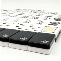 Ensemble de Mahjong Américain de Luxe Personnalisé, Moderne, Pliable, Portable, en Acrylique Noir et Blanc, 160 Tuiles Gravées, Cadeau d'Anniversaire pour la Maison