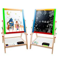 Sıcak satış çift taraflı ayarlanabilir yükseklik manyetik çizim tahtasında renkli resim ve sanat iki-in-one çocuk çizim kurulu
