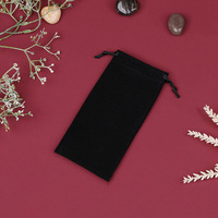 Pochette en velours noir flocage simple face avec cordon de serrage, emballage pour bijoux et écouteurs, directement de l'usine