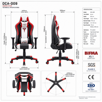Chaise de jeu avec suspension à ressorts serpentin, inclinaison à 155 degrés, charge maximale de 150 kg, chaise de course pour l'e-sport et le gaming