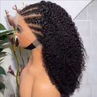 Pelucas trenzadas 13x4 de cabello humano virgen vietnamita, rizadas afro, con encaje frontal para mujer, súper doble densidad, alta densidad