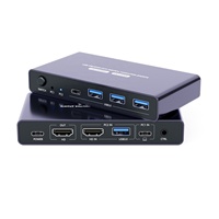 Commutateur KVM USB 3.0 HDMI 2 ports 4K 60Hz pour deux PC, partage 1 moniteur et clavier/souris/imprimante avec contrôleur de bureau