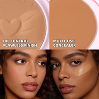 Fond de teint mousse 6 couleurs, poudre pressée et anticernes 2-en-1, fini mat, maquillage compact