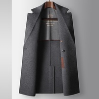 Manteau trench en laine croisé haut de gamme pour homme, coupe ajustée, avec poches latérales, décontracté, double face, chaud, pour l'automne et l'hiver