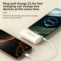 Mini batterie portable 10000 mAh en forme de capsule, batterie au lithium polymère en plastique 22,5 W, kit de charge sans batterie (étui + carte mère)
