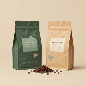 Eco-vriendelijke, op maat gemaakte, recyclebare, gelamineerde ritssluitertas met beveiligingsfuncties voor snacks, koffie, thee, poeder en voedsel; duurzame verpakking - Product Image 3