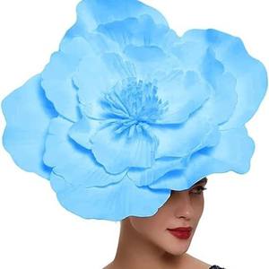 بيع بالجملة تخفيضات كبيرة رغوة زهرة كبيرة قبعات ديربي للنساء كرنفال حزب اكسسوارات الشعر قبعات الحزب - Product Image 4