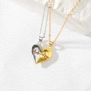 Collar con Colgante Magnético en Forma de Electrocardiograma para Parejas, Cadena para Clavícula Unisex, Estilo para Uso Diario 1 2 3 4 5 6 - Product Image 4