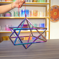 Pyramides de cristal de quartz pur Merkaba pour bain sonore HF, hexagramme sacré alchimique, titane, méditation, quartz Merkaba