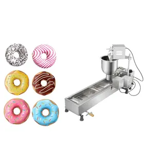 Elektrikli tek sıra otomatik 3 kalıpları donut yapma makinesi fritöz makinesi çörek makinesi zamanlayıcı ile donut yapma makinesi