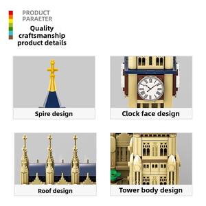 Wange Building <b>Blocks</b> Famous Building Model Small Particles Assembled ABS <b>Plastic</b> Educational Toy Elizabeth Tower London UK Age - Product Image 3