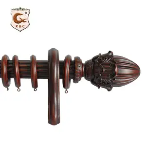 Manufacture Modern Strongest Holder Curtain Rod Good Quality Curtain Poles Low Price For Heavy Curtain Solid Wood