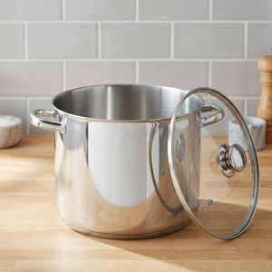 Casserole en acier inoxydable avec couvercle en verre, design minimaliste, compatible four/lave-vaisselle, antirouille, écologique, compatible gaz et induction - Product Image 1