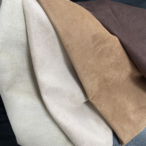 Tissu en daim 100 % polyester pour la tige des bottes, <span class=keywords><strong>cuir</strong></span> synthétique enduit PU, matière première en microfibre, velours doux et lisse pour bottes délavées - Product Image 4