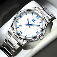 OPK 6003 Montre de luxe pour homme à quartz en acier inoxydable étanche 40 mm avec bracelet en cuir, éclairage nocturne, mode, affaires, sport