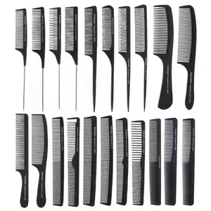 Private Logo Salon Use Barber Plastic Pointed Rat Tail Comb Hair Salon Comb Carbon Antistatic Hair Comb