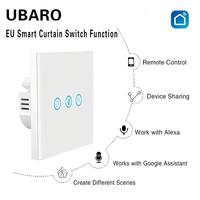 UBARO Wifi Smart Life EU Panneau en Verre 240V Interrupteur Mural Intelligent pour Volet Roulant et Rideau, Contrôle par Application Tuya, Maison Intelligente