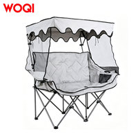 Chaises de camping doubles modernes WOQI Oxford avec auvent pare-soleil, chaise de plage pliable robuste - Mobilier d'extérieur portable