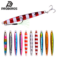 Leurre de pêche au jigging lent PROBEROS avec hameçon triple, yeux 3D, cuillère métallique pour la pêche en mer