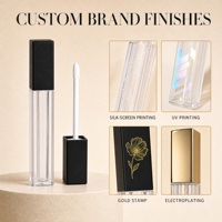 Tube carré personnalisé de 4,5 ml pour brillant à lèvres avec pinceau, contenant en plastique transparent pour huile à lèvres et rouge à lèvres liquide, emballage OEM sous marque privée