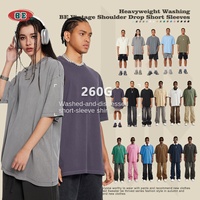 BE Menswear |   T-shirt d'été 2026 style américain en pur coton, couleur unie rétro, 260g, manches courtes, streetwear jeune, coupe ample