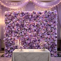 Mur floral de 2,4 m x 2,4 m en soie pour toile de fond, décoration florale pour mariage, photomaton, cérémonie et événements