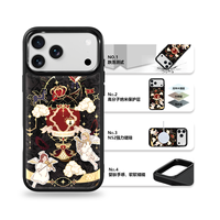 Coque de téléphone AG Feeling Black Edge avec motif d'angle doré pour iPhone 17, 17 Pro Max, 16 Pro, 15 – Coque magnétique