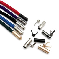 Embouts de cordon en alliage de zinc résistant à l'eau, sans nickel, couleur personnalisée, 6*20MM, pour accessoires de vestes et doudounes