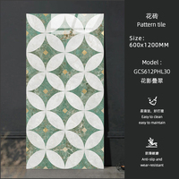 Carrelage décoratif en porcelaine pleine masse 600x1200, résistant à l'usure, brillant, pour sols et murs