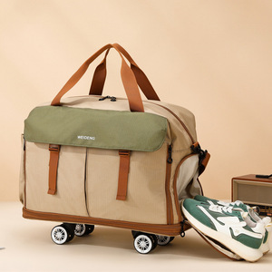 Travel Bag With Wheels Three Layer Expandable Large Capacity Shoe Compartment Spinner Wheels Leisure Travel Unisex Nylon - Product Image 3