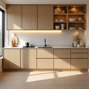 Mobile da <span class=keywords><strong>Cucina</strong></span> in Stile <span class=keywords><strong>Zen</strong></span> Giapponese Moderno, Montaggio Rapido, Maniglia in Legno Massello, Armadio Minimalista per la Casa - Product Image 2