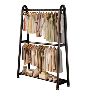 Double Layer Metal Coat <b>Rack</b> U Shape Standing Type For Bedroom Clothing Storage Multifunctional Indoor Use - Product Image 4
