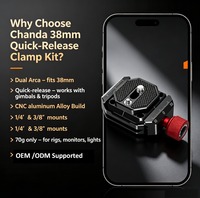 Kit de fixation rapide universel 38 mm en alliage d'aluminium, léger, flexible, de haute qualité et durable pour trépied et cardan d'appareil photo