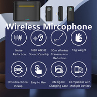 Microphone sans fil à suppression de bruit personnalisé 2 en 1 Microphone Lavalier à pince éclair avec boîtier de chargement