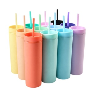 Custom printing juice milk tea cold drink cup 16 oz RPET plastic cups plastic Tumbler with lids and Straw