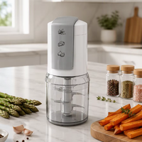 Goedkope, draagbare voedselmaker, mixer, processor met plastic kommen, babyvoedselblender, fruit-, vlees- en groentehakker.