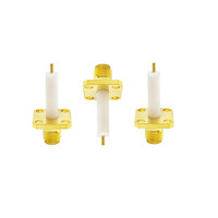 Conector coaxial Rf de montaje en panel de brida de cuatro orificios hembra SMA chapado en oro